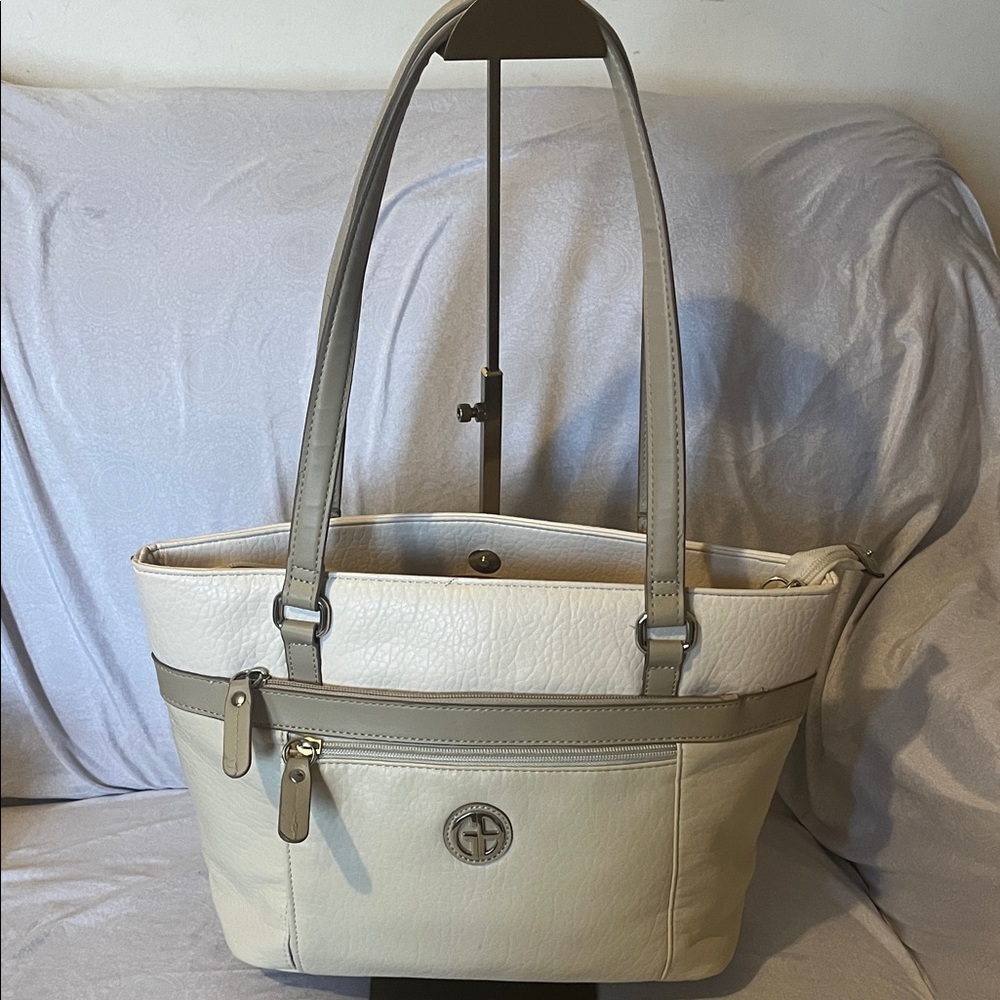 Elegant Cream and Tan Tote Bag